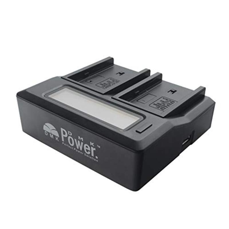 DMK Power DC-01 Dual Digital Battery Charger for Sony NP-F970/NP-F960/ NP-F770/NP-F570/NP-F330/FM50, Black