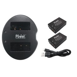 DMK Power 2 x LP-E17 Battery 1250mAh & 1 x Double USB Charger for Canon LPE17, EOS M3, M5, M6, Rebel SL2, T6i Cameras, Black