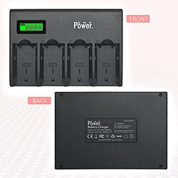 DMK Power 8 Piece 4-Channel Charger & NP-F970 9800mAh Batteries made for LED Video Light & Monitor only Not for Cameras, Black