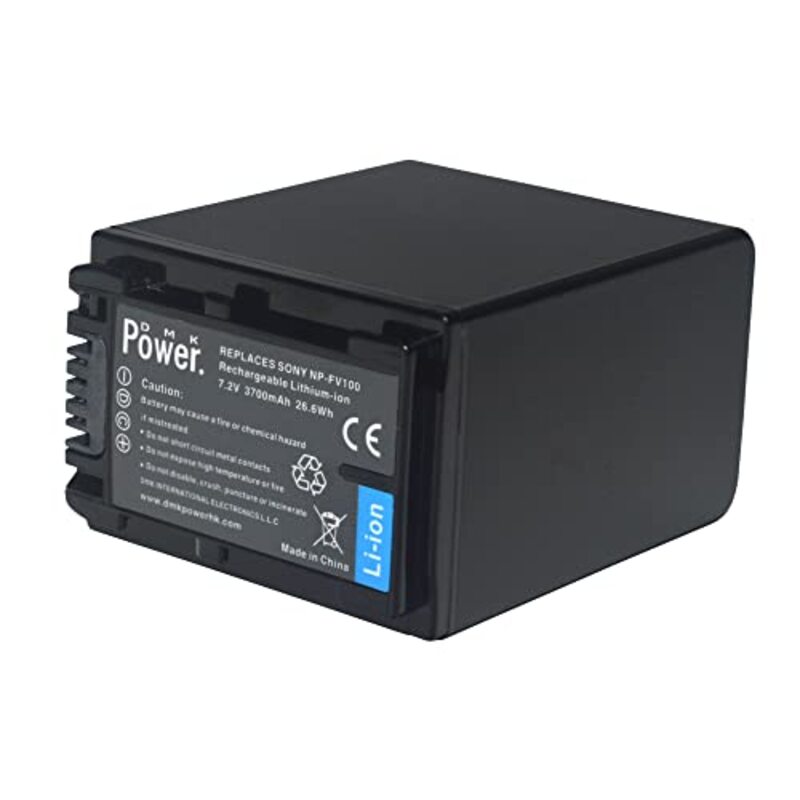 DMK Power 2 Pieces NP-FV100 3700mAh Battery & TC1000 Battery Charger for Sony HDR-CX150/HDR-CX150V/DCRSX44R/DCRSX44L/XR550E/XR350E/XR150E/Etc, Black