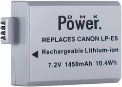 DMK Power LP-E5 Battery for Canon Eos Digital Rebel Xsi 450d, Lpe5, Lc-e5 1000d, 500d Lpe5, Lc-e5 1000d, 500d Xsi X3 Camera, White