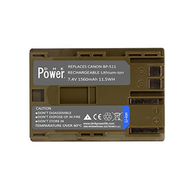 DMK Power BP511/BP511A Battery for Canon EOS 30D, 40D, 50D, D60, D30, D40, Digital SLR Camera, Gold