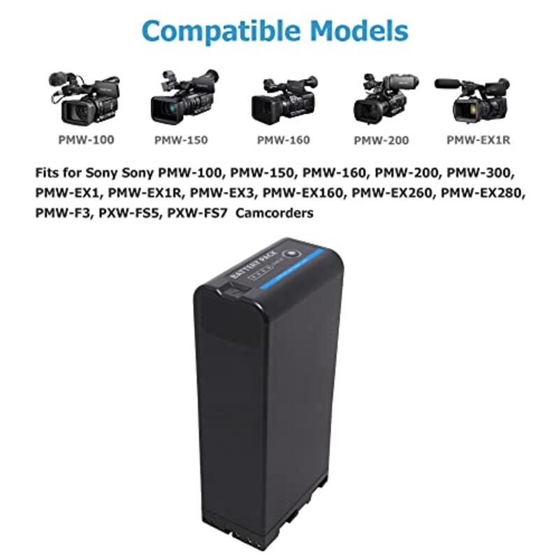 DMK Power BP-U90 Higher Capacity 10130mAh Rechargeable Battery for Sony PMW-100, PMW-150, PMW-160, PMW-200, PMW-300, PMW-EX1, PMW-EX1R, PMW-EX3, PMW EX160, Black