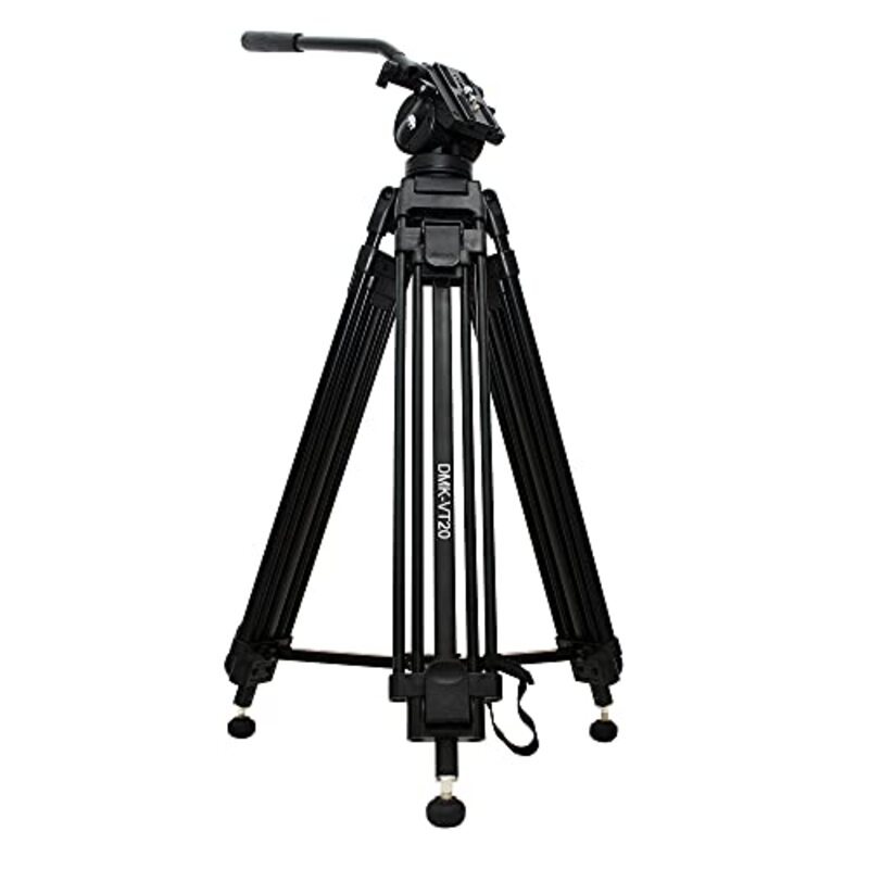 DMK Power VT20 Aluminum Alloy Professional Camera Video Tripod 3 Stage with Quick Release Plate, Black