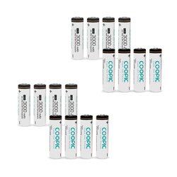 Coopic Create Cool Pictures AA RH6 Ni-MH Pre-charged type Rechargeable Battery, 3000mAh, 16 Pieces, White
