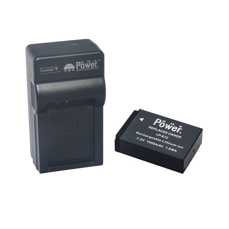 DMK Power LP-E12 Replacement Battery & TC600E Travel Charger Compatible with Canon, Black