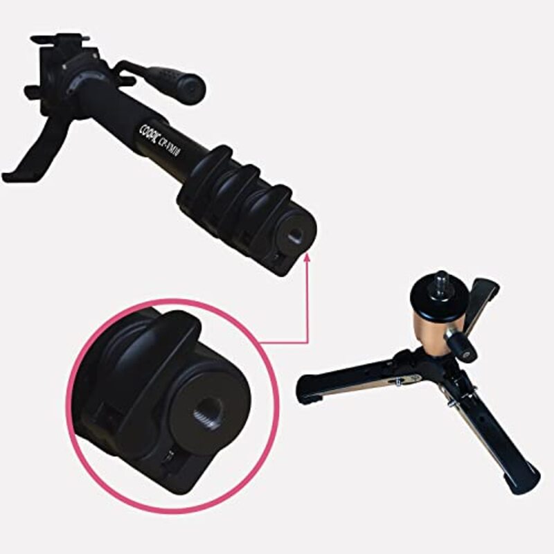 Coopic CP-VM10 Professional Video Monopod with Maximum Height 1780mm, Pan Tilt Fluid Head, Wrist Strap and Carrying Bag for DSLR Video Cameras Camcorders, Black