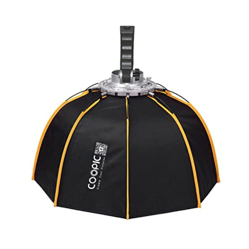 Coopic CS-60H Lightweight Deep Soft Box with S2 Metal Type Bracket, 2 x Diffuser Sheets, Honeycomb & Carrying Case for All Flash Speedlights, Black/White