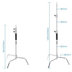 Coopic C40 300cm Stainless Steel Heavy Duty C-Stand, 3 Piece, Silver