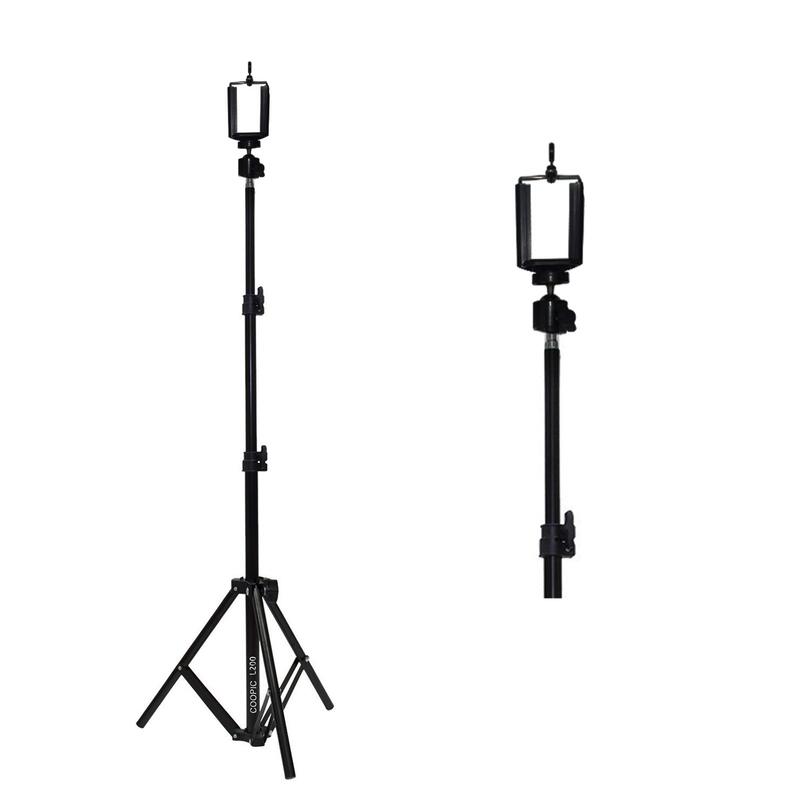 Coopic L200 Aluminium Alloy Adjustable Light Stand with Tripod Ball Head & Mobile Holder, Black