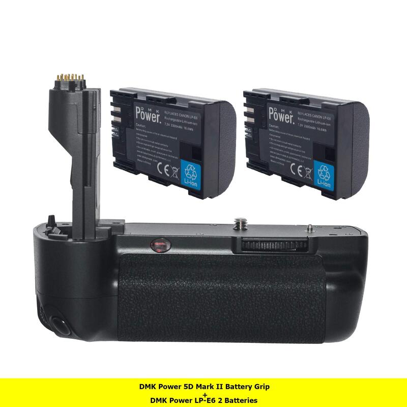 Dmkpower 2 Piece Replacement LP-E6 Batteries & Vertical Battery Grip for Canon EOS 5D Mark IV Digital SLR Camera, Black