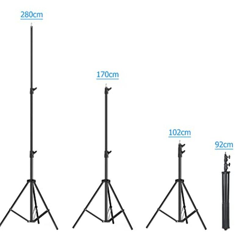 Coopic Heavy Duty Aluminium Alloy Photo Studio Light Stand, 9ft, 2 Pieces, L280, Black