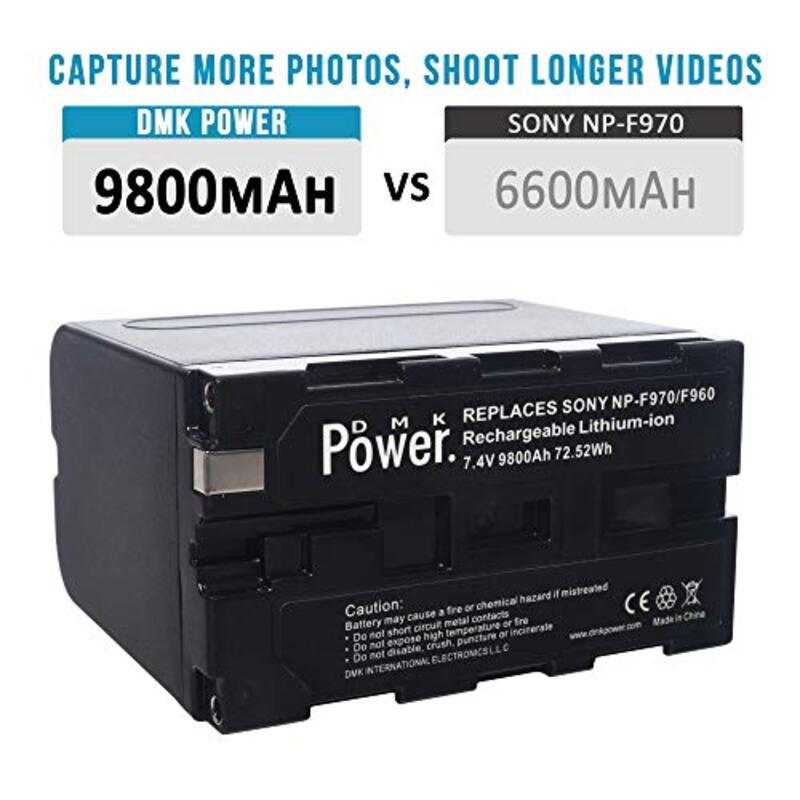 DMK Power NP-F970 9800mAh Battery for Sony, Black