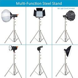 Coopic L-280M Stainless Steel Heavy Duty Light Stand 110inch/280cm with 1/4-inch to 3/8-inch Universal Adapter for Studio Softbox, Monolight & Other Photographic Equipment, Silver