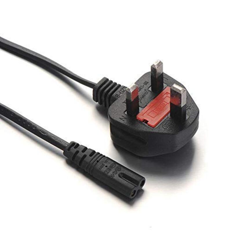 DMK Power UK Plug AC Figure 8 Power Cord Cable 1.5 Meter 250V 13A with Fuse for Battery Charger AC Power Adapter, Black