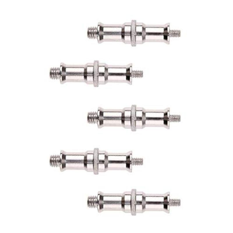 Coopic Metal Male Convertor Threaded Screw Adapter Spigot Stud for Studio Light Stand, 5 Piece, Silver
