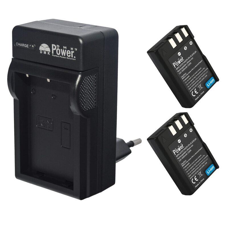 

DMK Power 2-Piece EN-EL9A Batteries & TC600E Travel Charger Compatible with Nikon Digital SLR Camera, Black