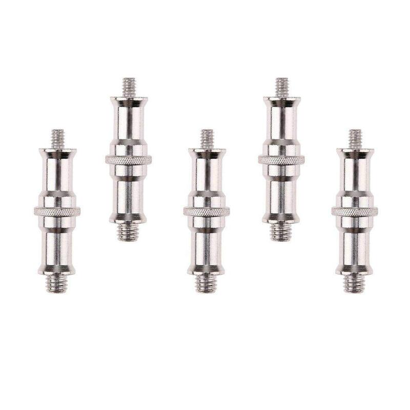 Coopic Metal Male Convertor Threaded Screw Adapter Spigot Stud for Studio Light Stand, 5 Piece, Silver