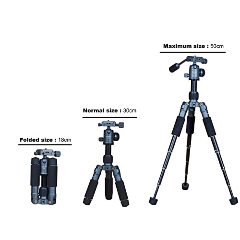 Coopic T10 Heavy Duty Aluminum Camera Mount Portable Tripod Stand With Mobile Holder, Multicolour