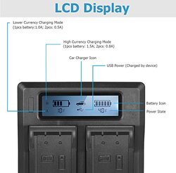 DMK Power DC-01 Dual LCD Battery Charger for Fujifilm NP-T125 & Fuji GFX 50S, GFX 50R, GFX 100, & Grip VG-GFX1, Black
