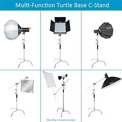 Coopic C Stand Stainless Steel Adjustable Height with Holding Arm & 2 Grip Head for Video Reflector/Moonlight/Photography, Silver