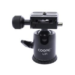 Coopic L31 Camera Video Tripod Ball Head 360 Degree Rotating Panoramic Ballhead with 1/4 inch Quick Shoe Plate & Bubble Level for DSLR Camera Camcorder Tripod Monopod, Load up to 5 kg, Black
