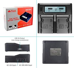 DMK Power DC-01 LCD Dual Battery Charger for Canon BP-A30, BP-A60, BP-A90 Battery CG-A10, CG-A20, Charger & Canon EOS, C200, EOS C200B, EOS C220B, Black