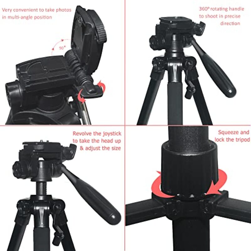 Coopic T690 Adjustable Folded Compact Travel Tripod for Canon & Nikon Cameras, Black