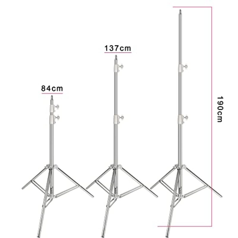 Coopic 3-Piece S190 74.8-Inch Stainless Steel Tripod Light Stand for Reflectors Softboxes Lights Umbrellas, Silver