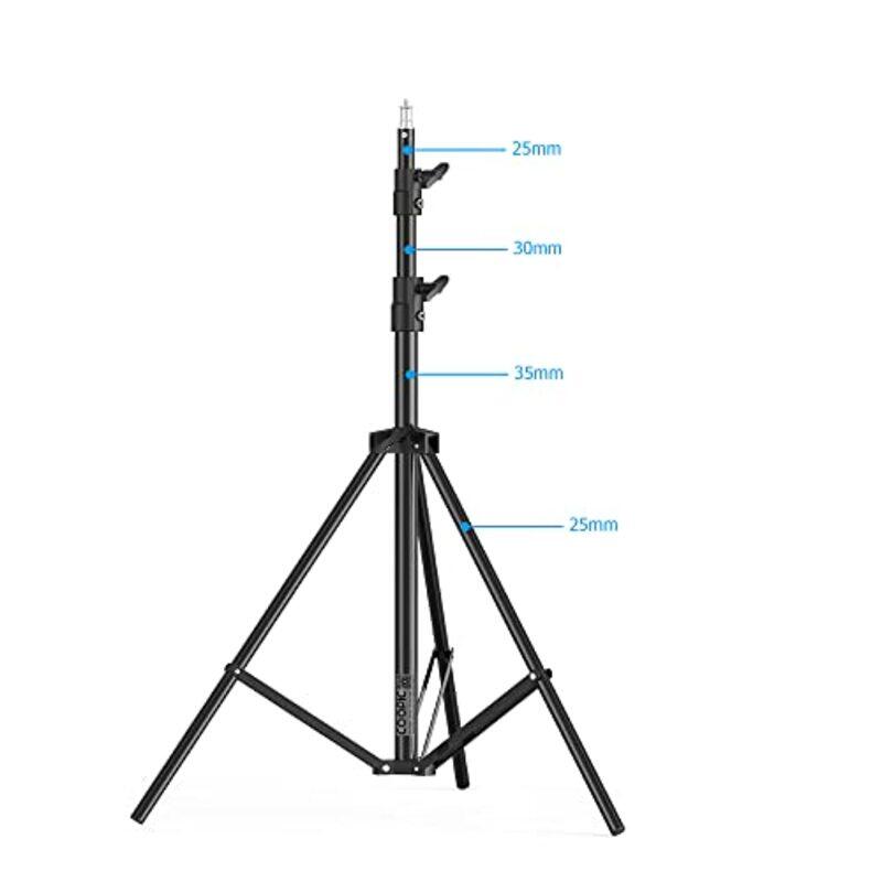 Coopic Heavy Duty Aluminium Alloy Photo Studio Light Stand, 9ft, 2 Pieces, L280, Black