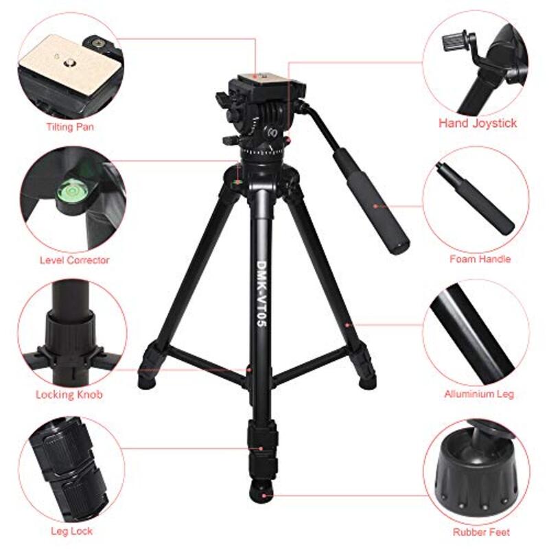 DMK Power VT-05 Tripod Separate Pan & Tilt Locks for Sony Camera, Black