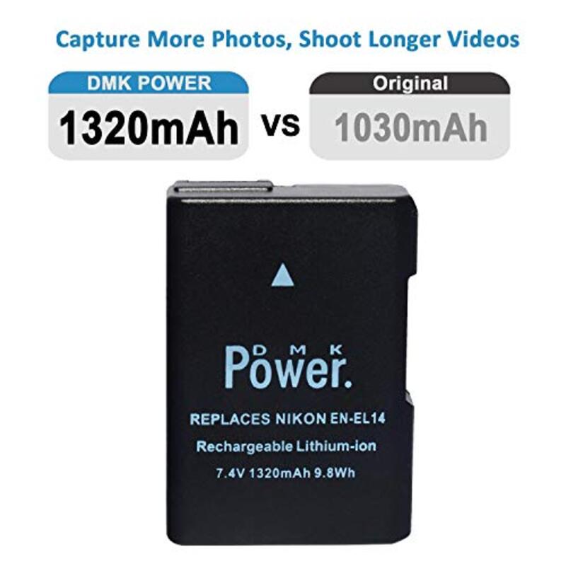 DMK Power Battery for Nikon D3100/D3200/D5100/D5200/D5300/COOLPIX/P7800/P7700 Cameras, Black