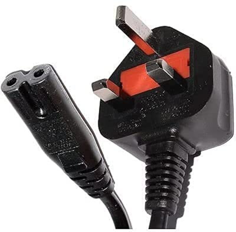 DMK Power UK Plug Ac Figure 8 Power Cord Cable 1.5 Meter 250V with Fuse for Battery Charger Ac Power Adapter, Black