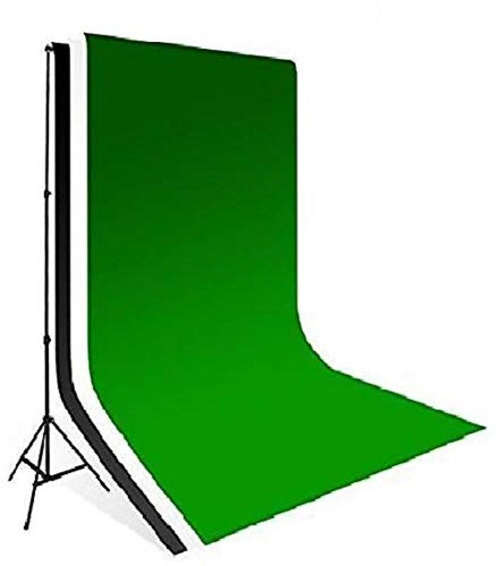 Coopic 2 x 2m Background Stand with 1.5 x 3m 3 Backdrops Lighting Photography Kit, Green/White/Black