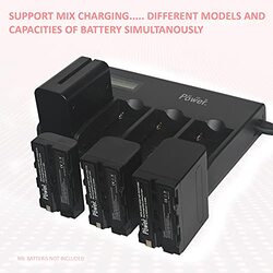 DMK Power 8 Piece 4-Channel Charger & NP-F970 9800mAh Batteries made for LED Video Light & Monitor only Not for Cameras, Black