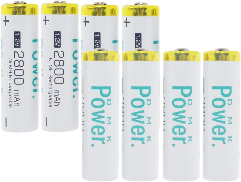 Dmkpower Rechargeable AA Batteries High Capacity Batteries, 2800mAh, 8 Pieces, White