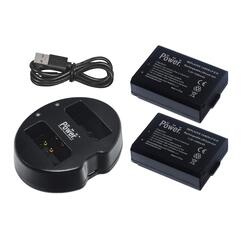 DMK Power 2-Piece LP-E10 1350mah Battery With USB Dual Battery Charger Kit for Canon, Black