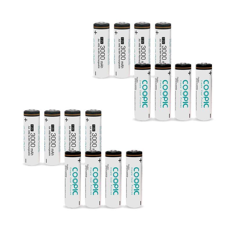 

Coopic Create Cool Pictures AA RH6 Ni-MH Pre-charged type Battery, 3000mAh, 16 Pieces, White