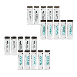 Coopic Create Cool Pictures AA RH6 Ni-MH Pre-charged type Rechargeable Battery, 3000mAh, 20 Pieces, White