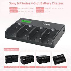 DMK Power 8 Piece 4-Channel Charger & NP-F970 9800mAh Batteries made for LED Video Light & Monitor only Not for Cameras, Black
