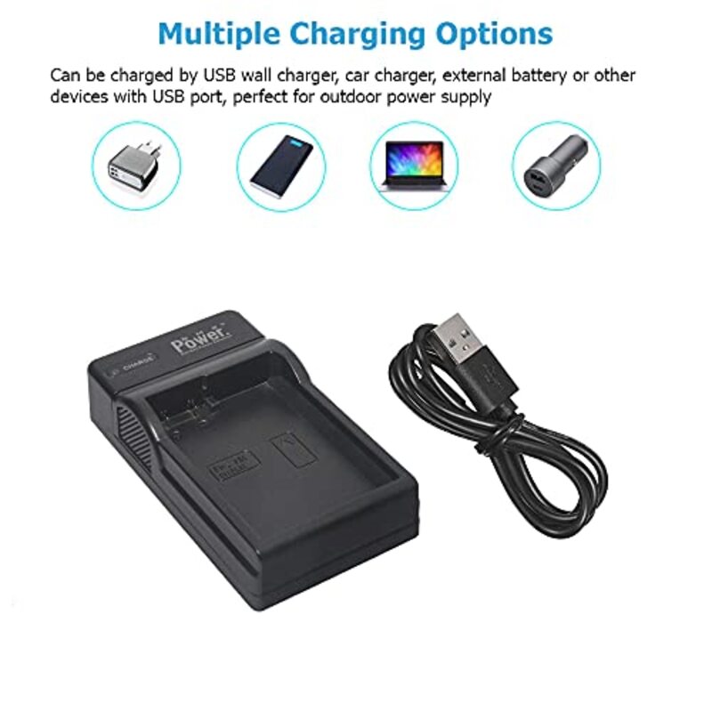 DMK Power EN-EL14A Single Slot USB Battery Charger Compatible with Nikon Camera, Black