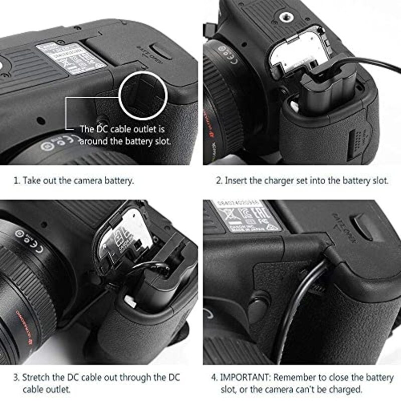 Dmkpower ACK-E8 Replacement AC Power Adapter Supply Kit for Canon EOS Rebel T5i, T4i, T3i, T2i, Kiss X6, Kiss X5, Kiss X4, 700D, 650D, 600D, 550D, Black