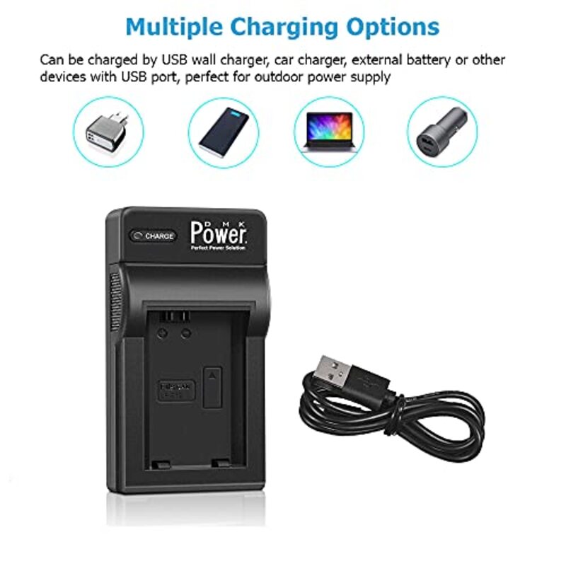 DMK Power LP-E12 Single USB Battery Charger Compatible with Canon, Black