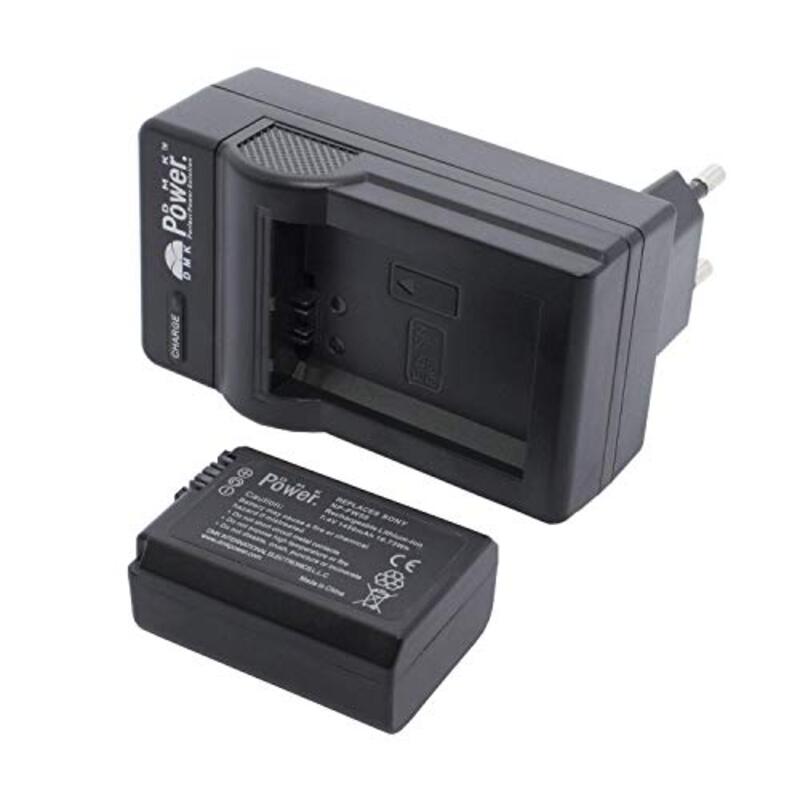 DMK Power NP-FW50 1450mAh Battery and TC600E Charger for Sony NEX-3 3N NEX-5T Camera Cameras, Black
