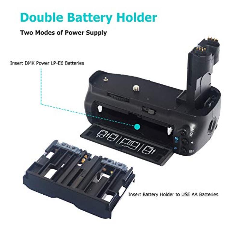 Dmkpower 2 Piece Replacement LP-E6 Batteries & BG-E7 Battery Grip with Charger for Canon 7D Digital SLR Camera, Black