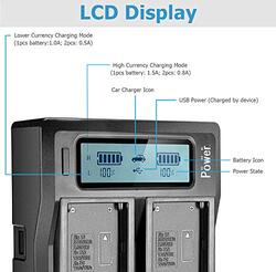 DMK Power 8 Piece NP-F970/NP-F960 9800mAh Battery & 1 x DC-01 Digital Dual Battery Charger made for LED Photo Video Lights & Monitor only Not for Cameras & Camcorder, Black