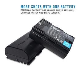 DMK Power 2-Piece LP-E6 LP E6N 2300mAh Battery With Dual USB Charger for Canon, Black