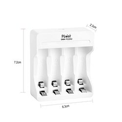Dmkpower Rechargeable 1100 mAh 1.2V NimH Low Self Discharge with 4 Independent Slot USB Charger for AA Batteries, 4 Pieces, White