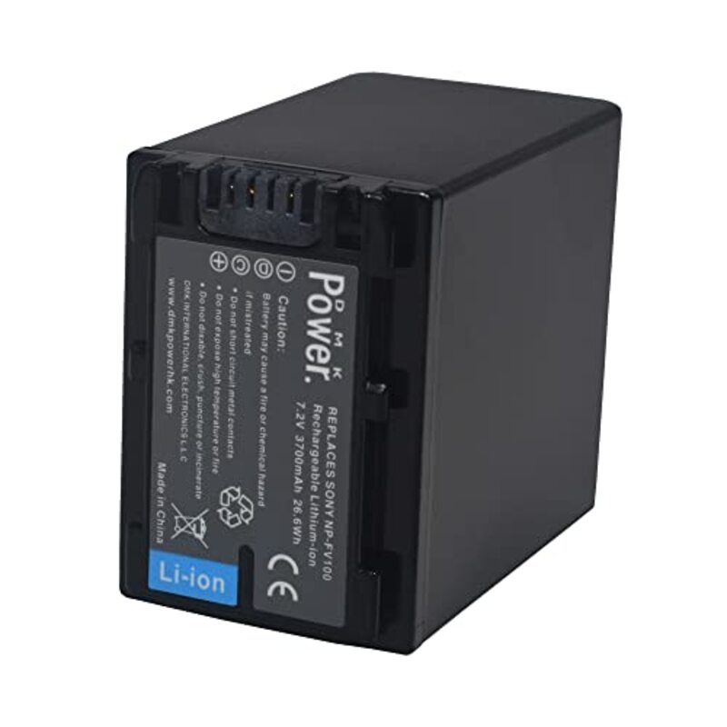 DMK Power NP-FV100 Battery for Sony HDR-CX150, HDR-CX150V, DCRSX44R, DCRSX44L, XR550E, XR350E, XR150E, Black