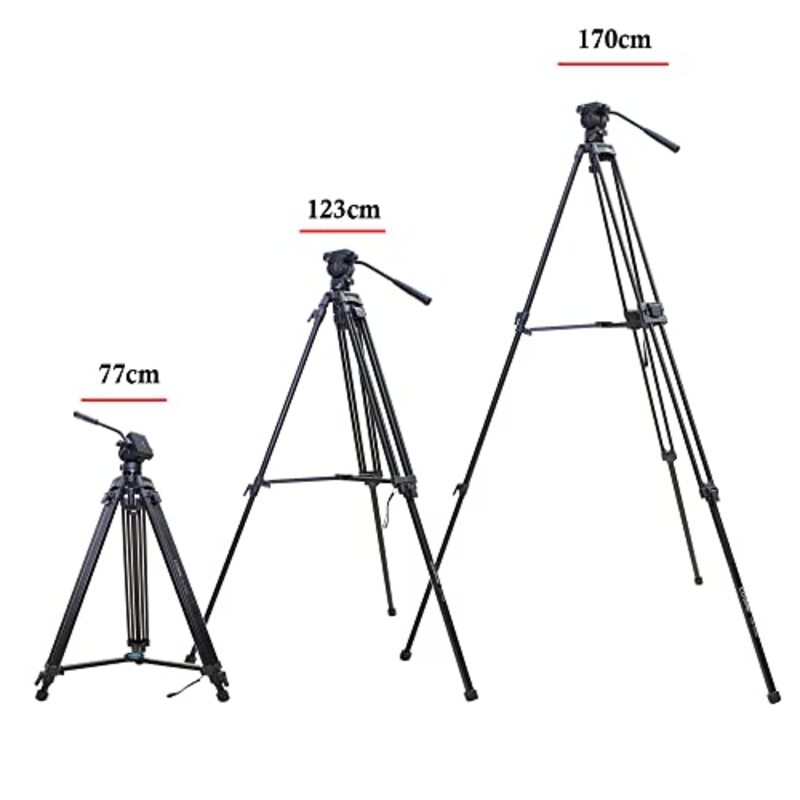 Coopic CP-VT10 Professional Heavy Duty Aluminum Alloy Video Tripod for DSLR Shooting, Black